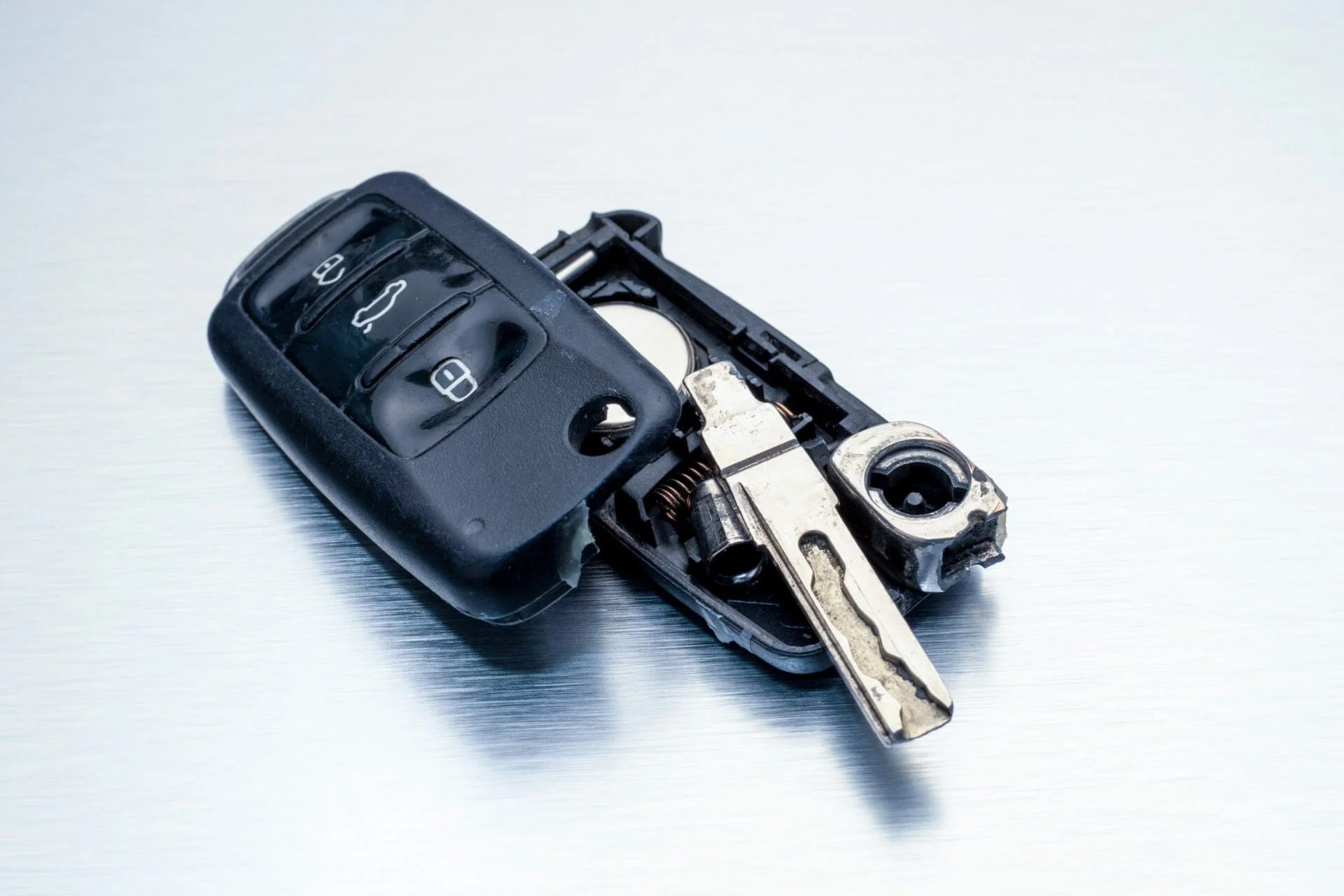 An emergency car key replacement after the key fob was damaged